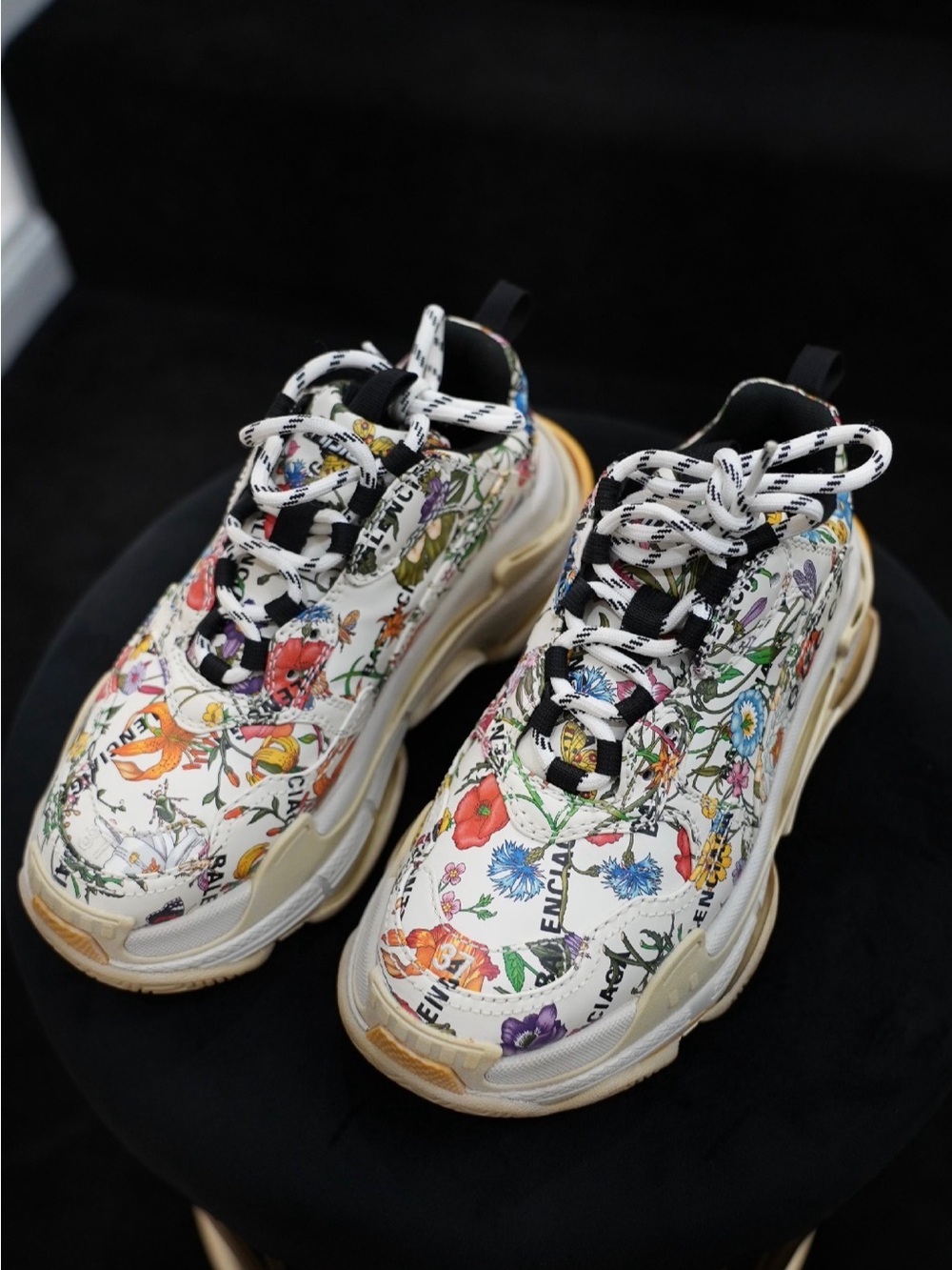 Kids Floral Print Chunky Sneakers - White Multi